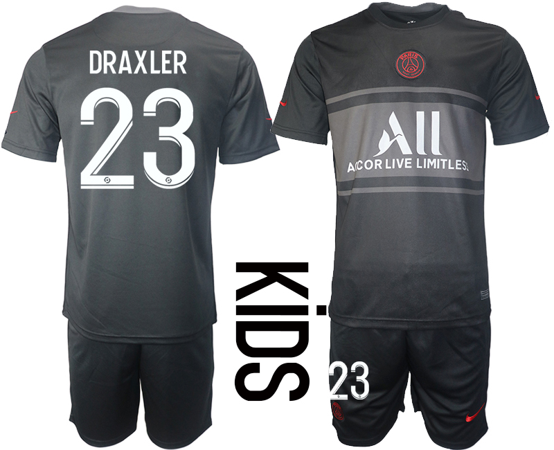 Youth 2021-2022 Club Paris St German Second away black #23 Soccer Jersey->youth soccer jersey->Youth Jersey